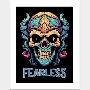 Fearless Retro Sci-fi Monster Skull Posters and Art